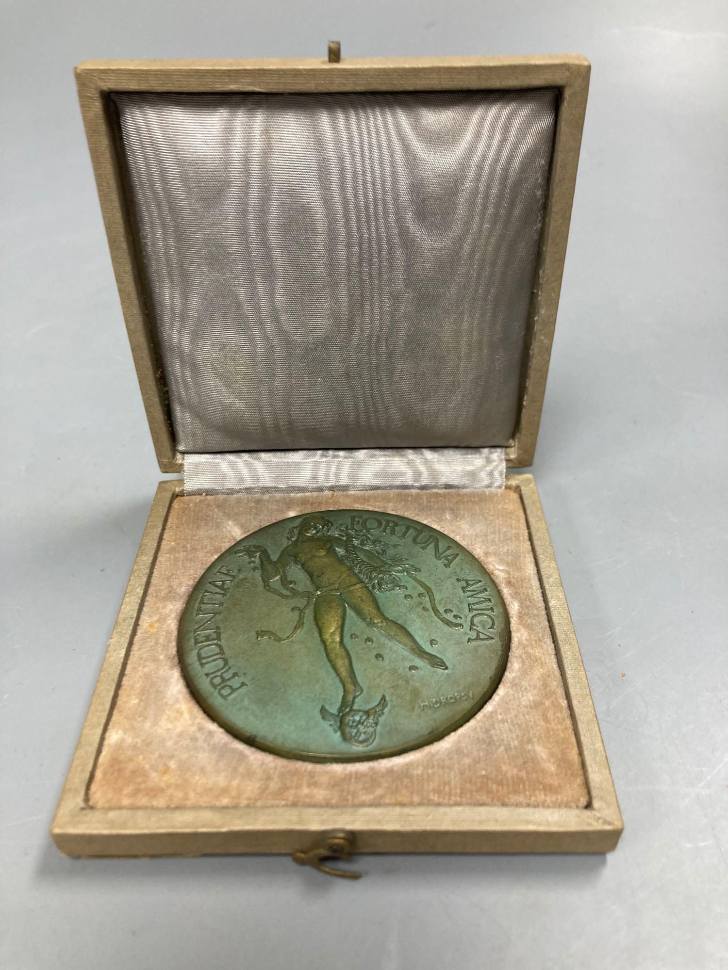 Henri Dropsy designed bronze medal 1959, in presentation case